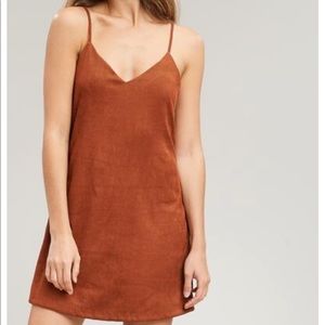 Rust faux suede slip dress